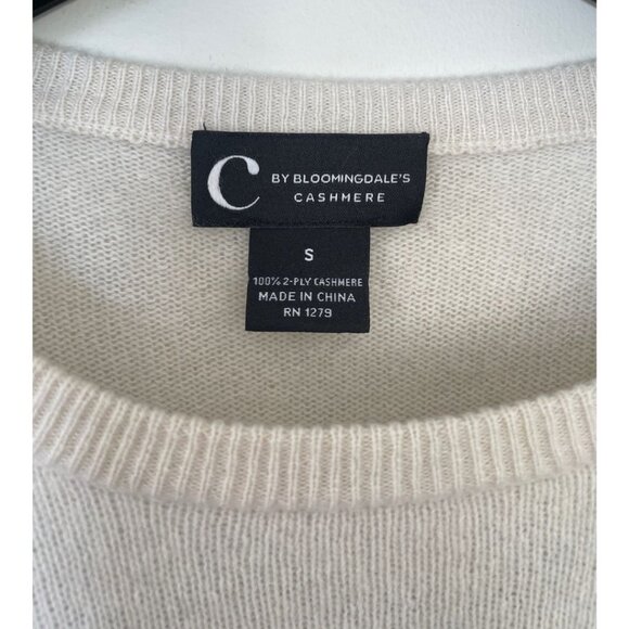 C by Bloomingdales Cashmere Crewneck Sweater Sz S Blue White Stripe Preppy - Picture 2 of 8
